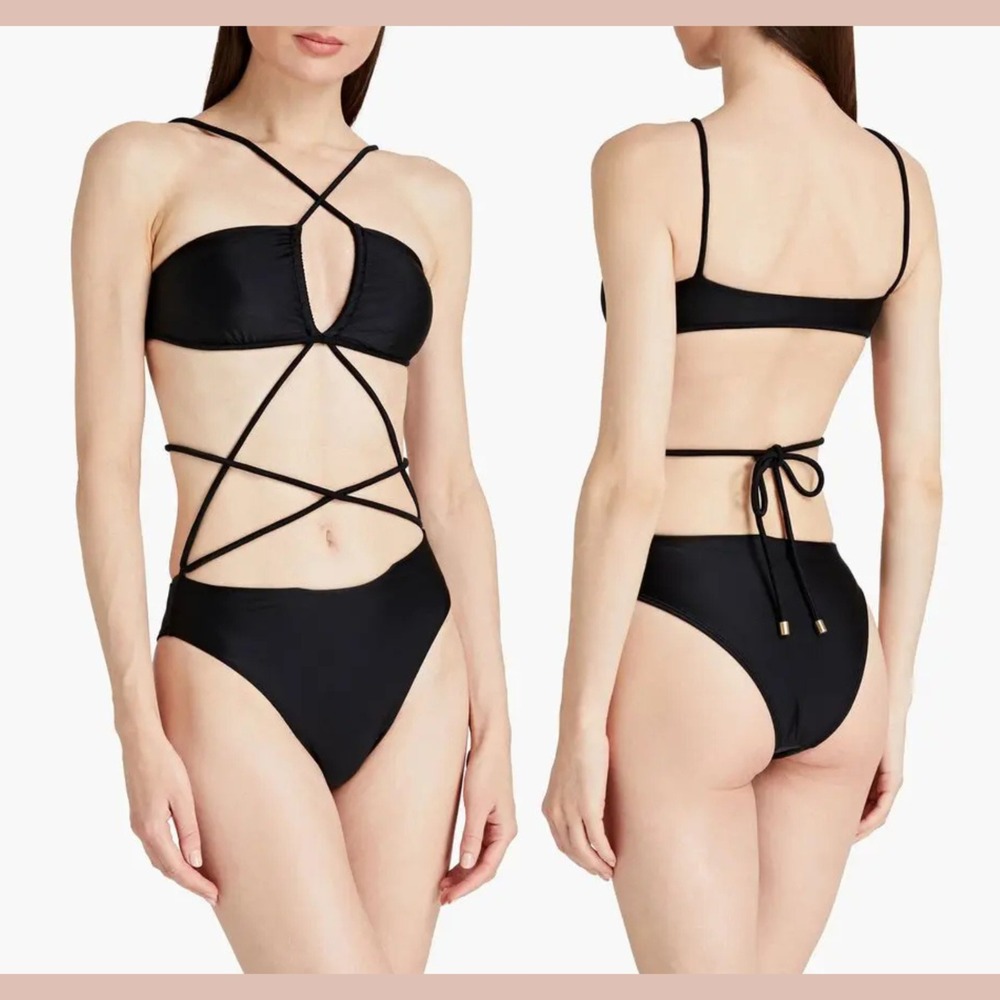 NEW $198 VIX Paula [ Small ] Strappy‎ Lila One-Piece Swimsuit Black T2239